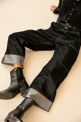 Jean droit 7/8 taille haute Charly - Gris foncé