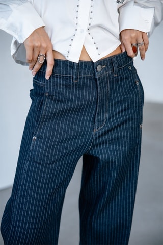 Jean barrel 7/8 taille haute Rosalia - Bleu foncé