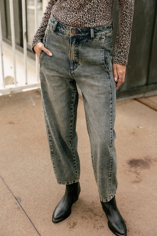 Jean barrel 7/8 taille haute Rosalia - Gris