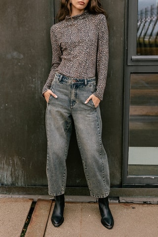 Jean barrel 7/8 taille haute Rosalia - Gris