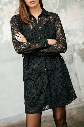 Robe chemise en guipure Ressay - Noir