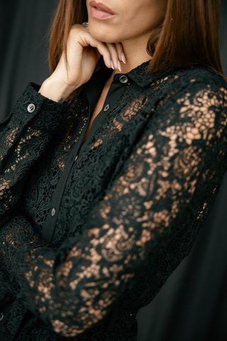 Robe chemise en guipure Ressay - Noir