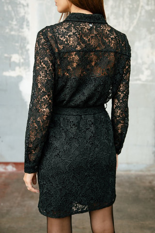 Robe chemise en guipure Ressay - Noir