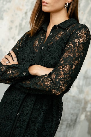 Robe chemise en guipure Ressay - Noir
