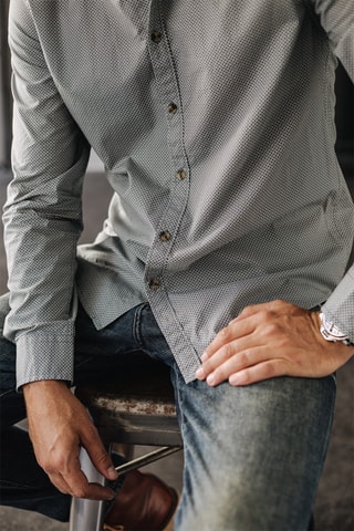 Chemise slim Yoris Pequino - Blanc et vert