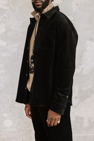 Surchemise droite en velours Paolo - Noir