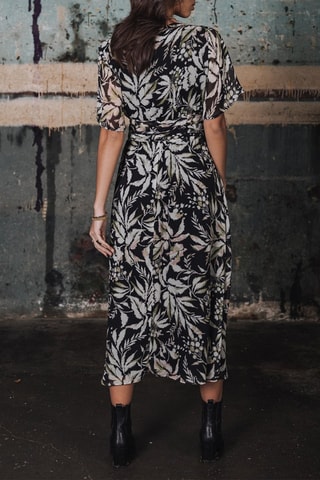 Robe longue Ravena Wildflowers - Noir