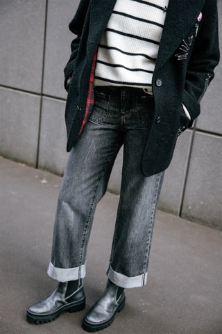 Jean flare 7/8 taille haute Alice - Noir