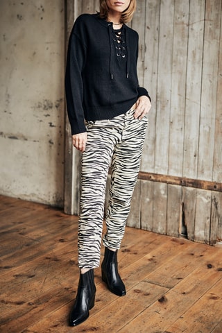 Pantalon slim Claudia Kumba - Blanc et noir