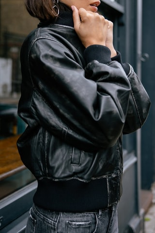 Bomber en cuir Vlad - Noir