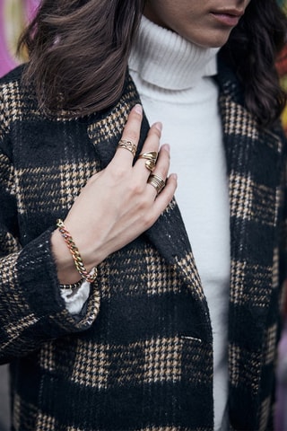 Manteau à carreaux - Noir et beige