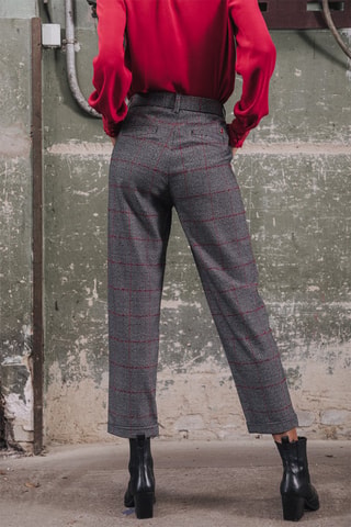 Pantalon carotte 7/8 - Rouge et gris