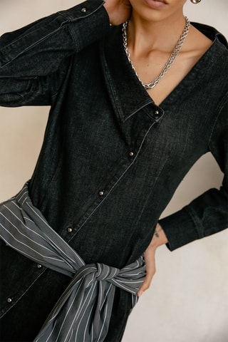 Robe chemise en jean Naelle - Noir
