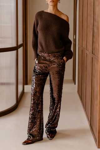 Pantalon taille haute Roma - Marron