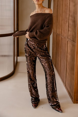 Pantalon taille haute Roma - Marron