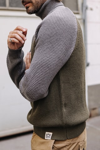 Pull en laine Altair Pike - Vert et gris