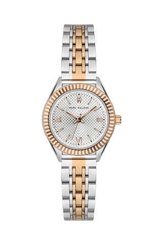 Stalen Quartz Horloge - Zilverkleurig en Roségoudkleurig - Marc Malone