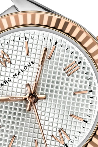 Stalen Quartz Horloge - Zilverkleurig en Roségoudkleurig - Marc Malone