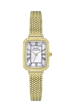 Stalen Quartz Horloge - Goudkleurig en Wit - Marc Malone