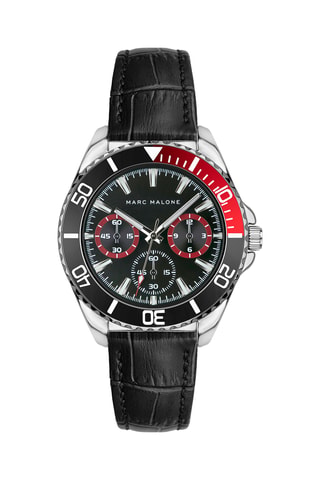 Leren Quartz Horloge - Zwart en Zilverkleurig