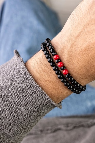 Armband - Zwart en Rood - Marc Malone