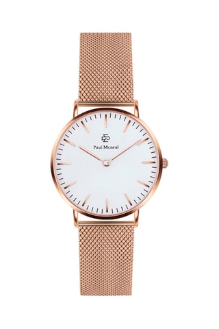 Stalen Quartz Horloge  Roségoudkleurig en Wit - Paul McNeal