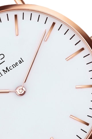 Stalen Quartz Horloge  Roségoudkleurig en Wit - Paul McNeal