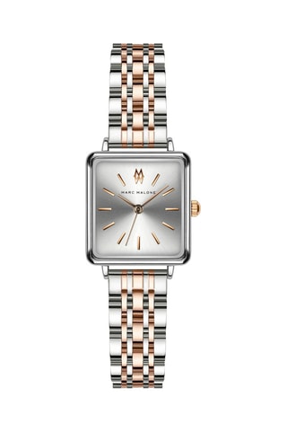 Stalen Quartz Horloge - Zilverkleurig en Roségoudkleurig - Marc Malone
