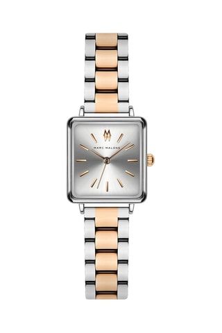 Stalen Quartz Horloge - Zilverkleurig en Roségoudkleurig - Marc Malone