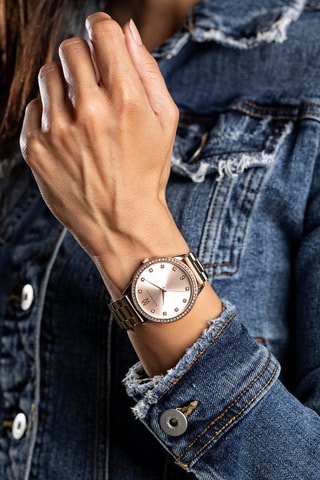 Stalen Quartz Horloge Roségoudkleurig - Marc Malone