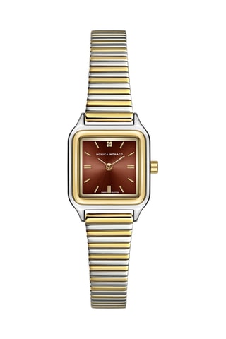 Stalen Quartz Horloge met Diamant - Goudkleurig en Zilverkleurig