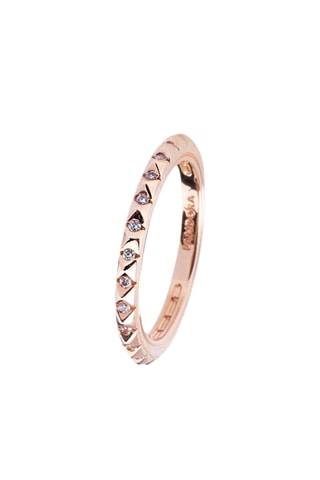 Bague - Plaqué or rose et zircons