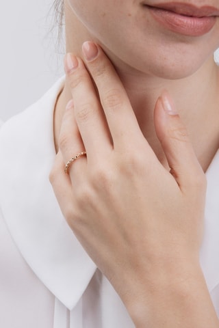 Bague - Plaqué or rose et zircons