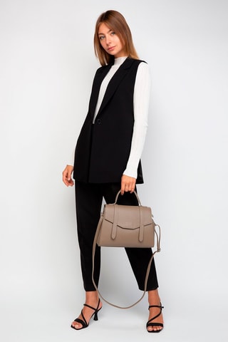 Kalfsleren Handtas Taupe