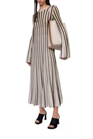 Robe longue - Beige, vert et marron