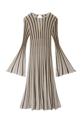 Robe longue - Beige, vert et marron