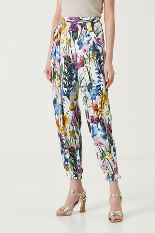 Pantalon - Blanc et multicolore