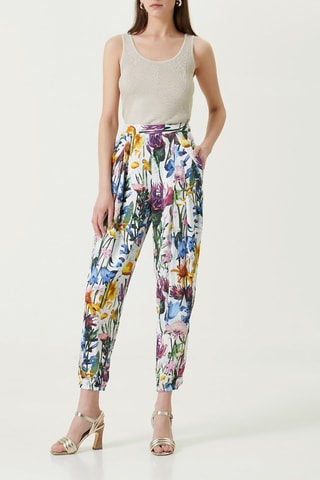 Pantalon - Blanc et multicolore