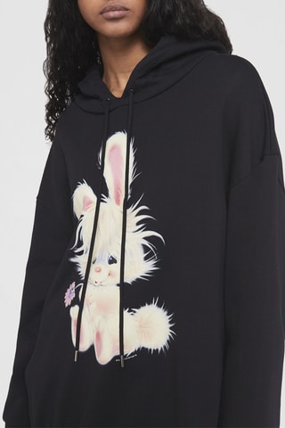 Sweat à capuche - Blanc, noir et rose