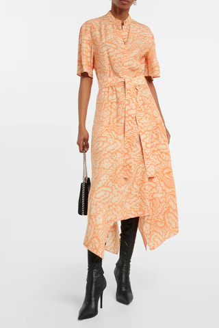 Robe chemise en soie - Orange