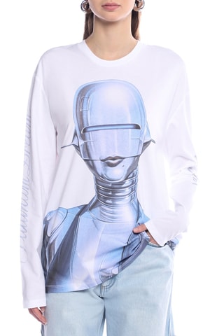 T-shirt - Blanc, bleu et gris