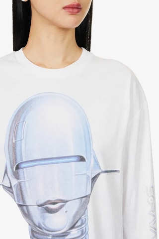 T-shirt - Blanc, bleu et gris