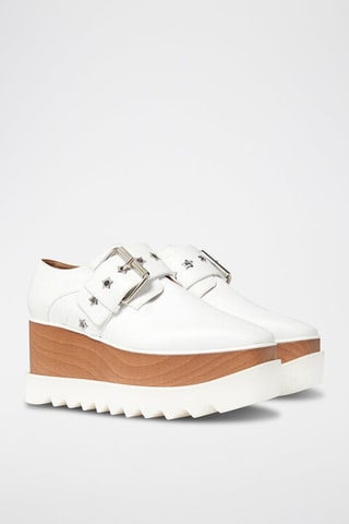 Derbys à talons plateformes - Blanc, marron et argenté