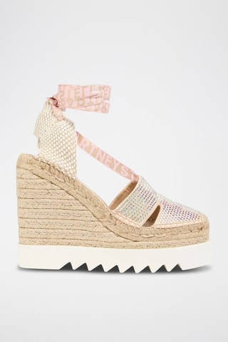 Sandales montantes - Blanc, beige et rose