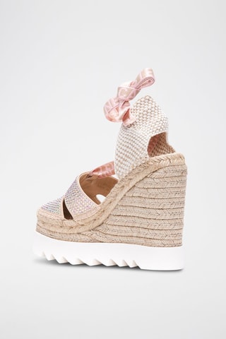 Sandales montantes - Blanc, beige et rose