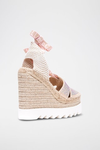 Sandales montantes - Blanc, beige et rose