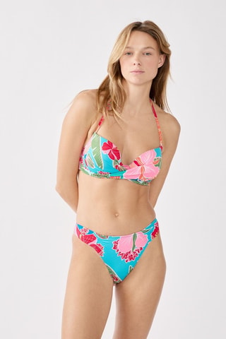 Cueca de biquíni Hibiscus - Turquesa e verde-claro