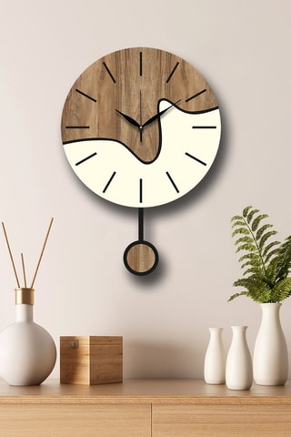 Reloj mural - 39 cm - Natural y blanco