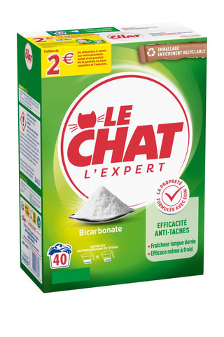 2 x Lessive Poudre L'Expert Bicarbonate Le Chat - 2,4 kg, 40 lavages