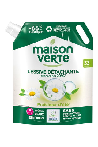 5 x Recharge lessive détachante Fraîcheur d'été Maison Verte - 33 lavages - 1,48 l